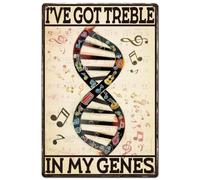 Letrero De Metal Música Gen Musical Tengo Mis Genes Agudos Exquisita Y Hermosa Cartel De Metal Decoración Letrero Metálico para Cocina Hogar Cafetería 20X30Cm