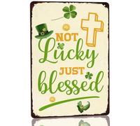 Letrero de metal "Not Lucky Just Blessed" (No tengo suerte, solo estoy bendecido), estilo vintage irlandés, para el Día de San Patricio. Decoración de pared. Placa decorativa de metal para el hogar,