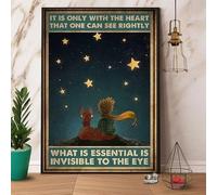 Letrero de metal novedoso de 20 x 30 cm, con texto en inglés "It Is Only With The Heart That One Can See Rightly What Is Essential IInvisible To The Eye", para decoración del hogar, regalo de