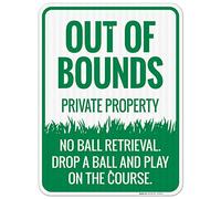 Letrero de metal novedoso de lata de 12 x 16 pulgadas, Out Of Bounds Private Property No Ball Retrieval Drop A Ball And Play On The Course, letrero para decoración del hogar, decoración de pared