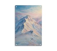 Letrero De Metal Paisaje con Sunrise En La Cima De La Montaña Placas Retro Letrero De Estaño para Pub Cafetería Hogar 20X30Cm