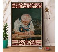 Letrero de metal para decoración artística de metal con texto en inglés "Old Man Woodworking Don't Stop Working When You Get Old Stage", letreros de estaño vintage y divertidos, decoración única del