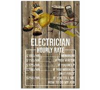 Letrero de metal para decoración de electricista con tarifa horaria, póster de arte de pared de 8 x 12 pulgadas