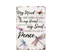 Letrero de metal para decoración de pared con con material resistente a la intemperie, 30 x 20 cm, letrero vintage con texto en inglés "My Mind Still Talks To You", pieza decorativa de metal