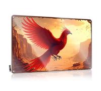 Letrero de metal para decoración de pared con texto en inglés "Phoenix Rising: A Fiery Desert Ascension" (30 x 40 cm)