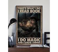 Letrero de metal para decoración de pared con texto en inglés "That S What I Do I Read Book I Do Magic And I Know Things", decoración vintage, garaje, hogar, jardín, cafeterías, cocina, pared, 20 x 30