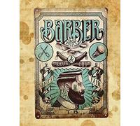 Letrero de metal para decoración de pared de Barberia Barba Barberia Barba Barber Shop, letrero de metal de estilo vintage de 8 x 12 pulgadas