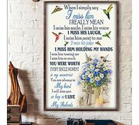 Letrero de metal para decoración de pared, letrero de metal vintage con texto en inglés "When I Simply Say I Miss Him My Heart I Will Miss You" Hummingbird Heaven, letrero de metal vintage para bar