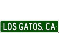 Letrero de metal para decoración de pared que indica el límite de la ciudad de Los Gatos, California.