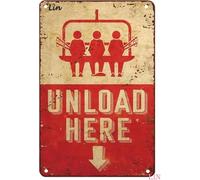 Letrero de metal para esquí: descarga aquí, decoración de pared de aluminio para esquí, cabina de telesilla, hogar, bar, pub, cartel de hojalata, decoración de metal elegante, placa de hierro diver