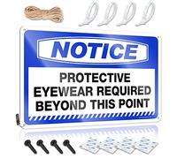 Letrero de metal para exteriores y decoración con gafas protectoras requeridas más allá de este punto, letrero de metal vintage divertido (30 x 40 cm)