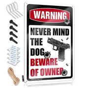 Letrero de metal para garaje con texto en inglés «For Man Cave Never Mind The Dog Beware Of Owner» (30 x 40 cm)