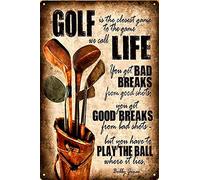 Letrero de metal para golf, vida de golf, letrero de metal de 8 x 12 pulgadas, retro, decoración de bar, pub, garaje, póster de lata