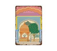 Letrero de metal para pared con estampado botánico de verano para jardín, arte de pared bohemio colorido para dormitorio, decoración del hogar, letrero de metal para exteriores e interiores, 8 x 12