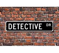 Letrero de metal para poste de detective, letrero de regalo para detective investigador, letrero de calle de 4 x 16 pulgadas