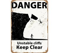Letrero De Metal Peligro Acantilados Inestables Mantener Alejado Propiedad Privada No Es Fácil De Deformar Letrero Metálico Retro Placas Metálicas para Taberna Hogar Hotel 20X30Cm