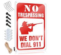Letrero de metal personalizado para decoración de bar para el hogar con texto en inglés "No Trespassing We Don'T Dial 911" (20 x 30 cm)