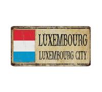 Letrero de metal personalizado para decoración de pared de Luxemburgo de Luxemburgo, letrero de metal de aluminio para comedor, cabaña, terraza, país nacional, recuerdo, arte de carretera, póster de