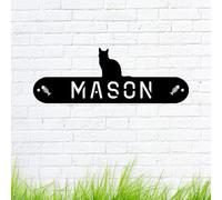 Letrero de metal personalizado para pared con apellido al aire libre, letrero de gato, letrero de nombre personalizado, arte de pared de metal, regalo personalizado para bodas/inauguración de la casa