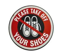 Letrero de metal redondo retro con texto en inglés "Please Take Off Your Shoes", para decoración de pared, 20,3 x 20,3 cm