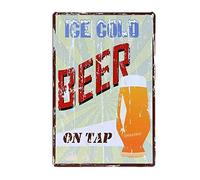 Letrero de metal retro con advertencias divertidas para la cocina: "Aquí no hay nada que valga la pena morir (cerveza helada)", ideal para habitaciones, bares, cafeterías, granjas, casas, cuevas, gara