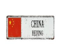 Letrero de metal retro con bandera de China para colgar en el garaje, recuerdo de país nacional, decoración de cueva, para garaje, terraza, dormitorio, tienda, 15,2 x 30,5 cm