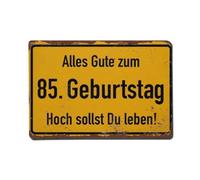 Letrero de metal retro con texto en inglés "All The Best on Your 85th Birthday", con texto en inglés "Long May You Live", decoración de pared para el hogar, bar, cafetería, póster de metal de 8 x 12