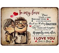 Letrero de metal retro con texto en inglés "Carl and Ellie to My Love Once Upon A Time I Became Yours" (Carl and Ellie to My Love Once Upon A Time I Became Yours)
