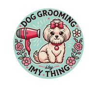 Letrero de metal retro con texto en inglés "Dog Grooming Is My Thing", póster de metal vintage para bar, hogar, cueva de hombre, cocina, lavandería, decoración artística de 8 x 8 pulgadas