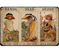 Letrero de metal retro con texto en inglés "Gardening Dictionary Girl Heart with Nature Work Hard" para el hogar, bar, oficina, decoración de pared, tienda, mural, 16 x 12 pulgadas