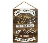 Letrero de metal retro con texto en inglés "Lord Give Me Coffee To Change The Things I Can & Wine To Accept The Things I Can'T - In Retro Metal Tin Sign", 20,3 x 30,5 cm