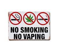 Letrero de metal retro con texto en inglés "No Smoking NO VAPING" para oficina, sala de estar, bar, decoración de pared, 8 x 12 pulgadas