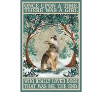 Letrero de metal retro con texto en inglés "Once Upon A Time There was A Girl Who Really Loved Chihuahua", de aluminio, para decoración de pared de café en el hogar, 20,3 x 30,5 cm