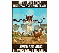 Letrero de metal retro con texto en inglés "Once Upon A Time There was A Girl Who Really Loved Farming It was Me" para bar, club, hogar, café, decoración de pared, 12 x 17 pulgadas
