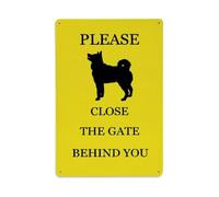 Letrero de metal retro con texto en inglés "Please Close The Gate Behind You", póster artístico de decoración vintage para bar, hogar, cueva de hombre, cocina, lavandería, regalo, 8 x 12 pulgadas