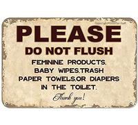 Letrero de metal retro con texto en inglés «Please Do Not Flush Feminine Products» para el hogar, cocina, baño, granja, jardín, garaje, citas inspiradoras, decoración de pared, letrero de metal retro