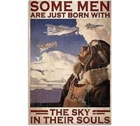 Letrero de metal retro con texto en inglés «Some Men are Just Born with The Sky» para decoración del hogar, decoración rústica de aluminio, póster de pared para garaje, bar, 8 x 12 pulgadas