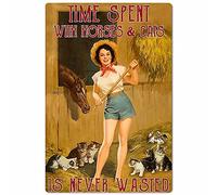 Letrero de metal retro con texto en inglés "Time Spend with Horses and Cats is Never Wasted", para decoración de pared de club, hogar, café, 8 x 12 pulgadas