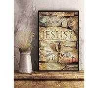 Letrero de metal retro cristiano con texto en inglés "Who Is Jesus Lamb Of God Savior Of The World", 20,3 x 30,5 cm
