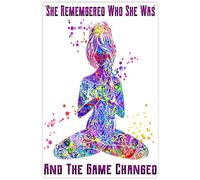 Letrero de metal retro de 14 x 20 cm, póster motivacional inspirador para adolescentes, arte motivacional para pared, con texto en inglés "She Remembered Who She was and The Game Changed Positive