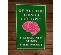 Letrero de metal retro de 20,3 x 30,5 cm con texto en inglés "All The Things I've Lost I Miss My Mind The Most Funny", letrero de metal para decoración del hogar, póster de metal, pintura de estaño