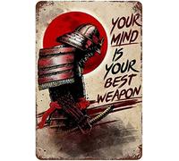 Letrero de metal retro de 20,3 x 30,5 cm con texto en inglés "Your Mind Is Your Best Weapon" para decoración del hogar, póster de metal, pintura de estaño, arte de pared, manualidades, placa de metal