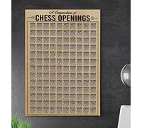 Letrero de metal retro de 20,3 x 30,5 cm, un compendio de aperturas de ajedrez, póster o tablero de ajedrez, arte de pared en blanco y negro, impresión artística de conocimiento de ajedrez, decoración