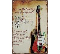 Letrero de metal retro de aluminio con diseño de guitarra Oh Give Me The Beat Boys And Free My Soul I Wanna Get Lost I Your Rock And Roll para hombres y mujeres, decoración de pared para bares,