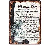 Letrero de metal retro de aluminio con texto en inglés "Flower to my son we can't be together keep me in your heart and i'll stay there forever i love you forever and always love mom", letrero