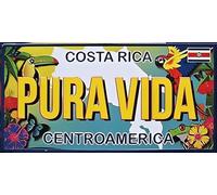 Letrero de metal retro de Costa Rica Pura Vida para licencia de coche, divertido para casa, cueva, garaje, bar, decoración de pared, letrero de metal vintage de 6 x 12 pulgadas