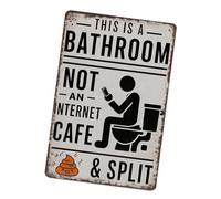 Letrero de metal retro de estaño This Is a Bathroom Not an Internet Cafe & Split Wall Art Decoración para hogar, granja, baño, atención, letrero de metal, decoración de pared, cartel retro, pintura