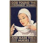 Letrero de metal retro divertido con texto en inglés "God Found The Strongest Woman" para decoración de pared del hogar, jardín, café, 8 x 12 pulgadas