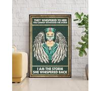 Letrero de metal retro divertido con texto en inglés "They Whispered To Her You Cannot Withstand The Storm I Am The Storm She Whispered Back", de aluminio, para decoración del hogar, jardín, café, 8 x