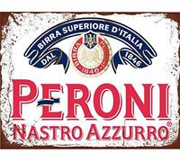 Letrero de metal retro divertido de Peroni Nastro Azzurro Lager estilo cerveza, placa publicitaria en letrero para decoración de pared, cueva, garaje, bar, decoración de pared, letrero de metal